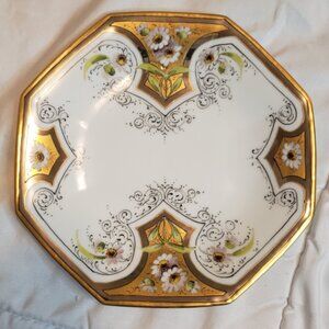 Limoges France T&V Porcelain Plate Painted Gold Sunflowers Tressemann & Vogt